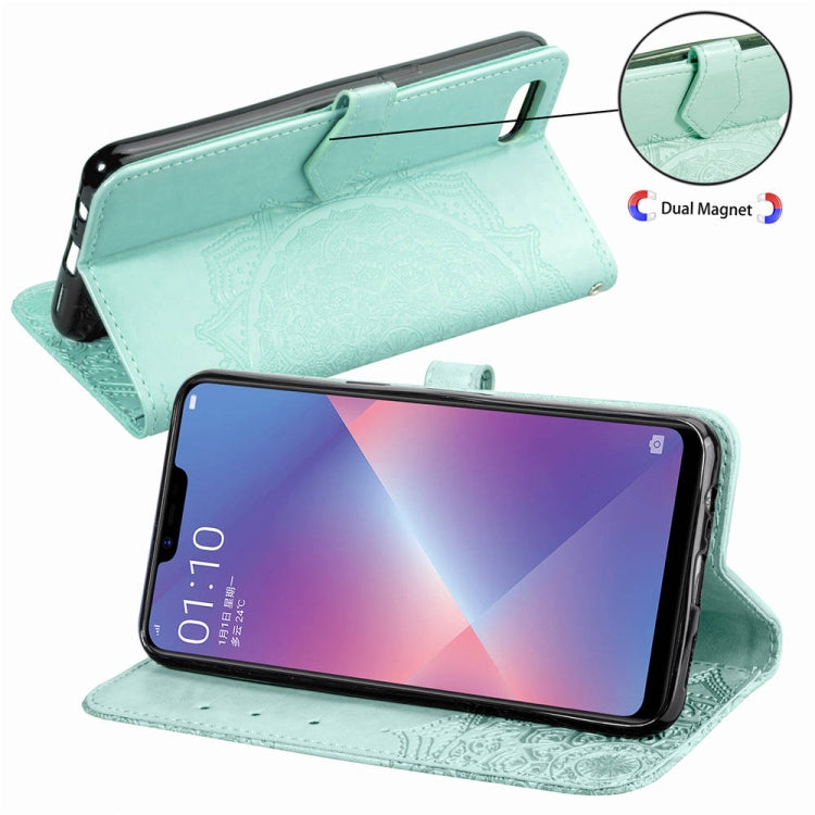 Embossed Mandala Pattern PC + TPU Horizontal Flip Leather Case with Holder & Card Slots, For OPPO A5