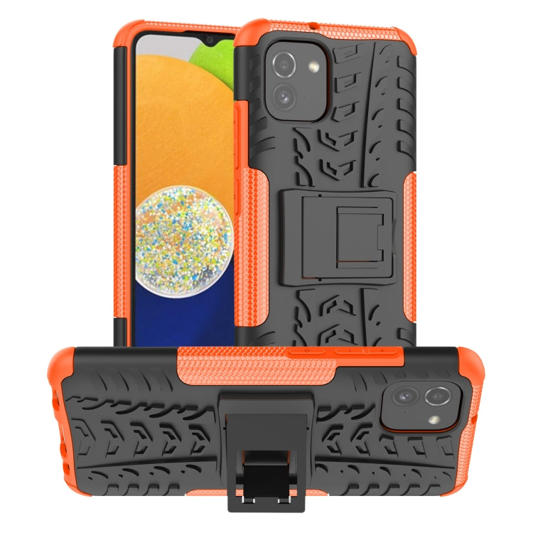 Tire Texture TPU + PC Phone Case with Holder, For Samsung Galaxy A03 Global, For Samsung Galaxy A53 5G