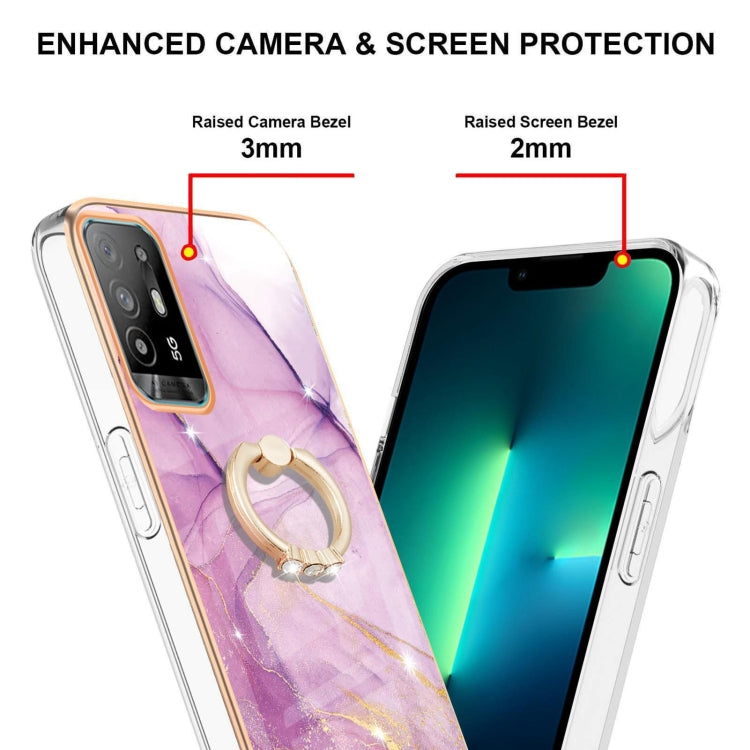 Electroplating Marble Pattern IMD TPU Phone Case with Ring Holder, For OPPO A94 5G / A95 5G, For Realme 8i, For Realme C21Y