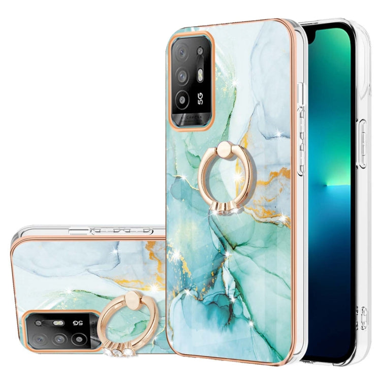 Electroplating Marble Pattern IMD TPU Phone Case with Ring Holder, For OPPO A94 5G / A95 5G, For Realme 8i, For Realme C21Y