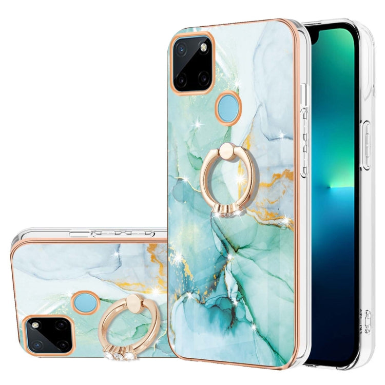 Electroplating Marble Pattern IMD TPU Phone Case with Ring Holder, For OPPO A94 5G / A95 5G, For Realme 8i, For Realme C21Y