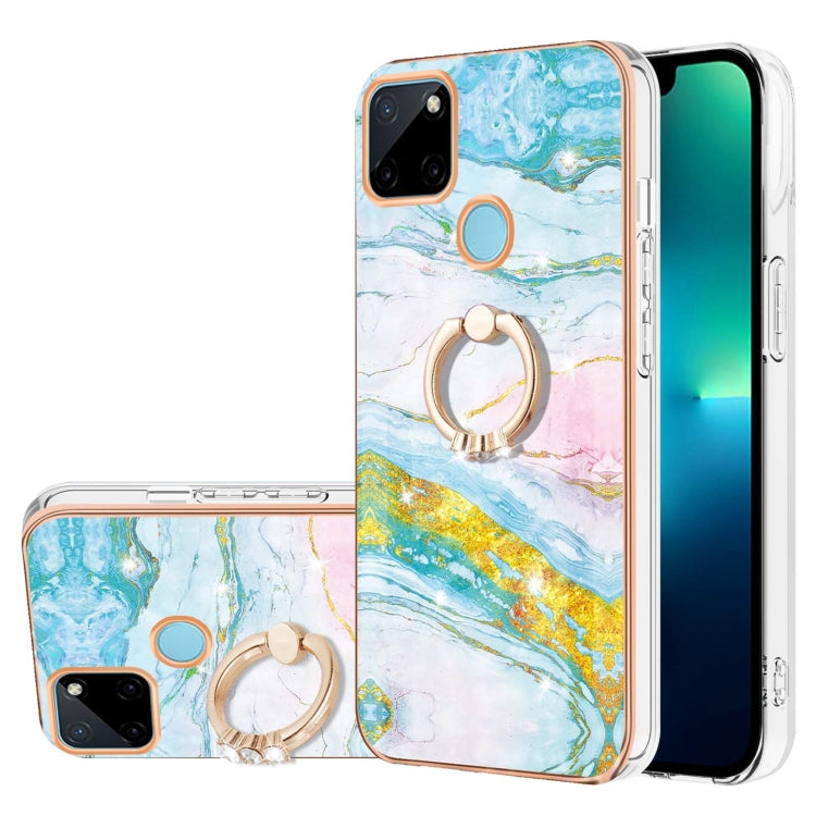 Electroplating Marble Pattern IMD TPU Phone Case with Ring Holder, For OPPO A94 5G / A95 5G, For Realme 8i, For Realme C21Y