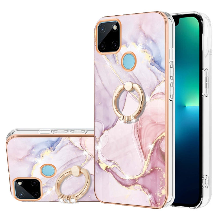 Electroplating Marble Pattern IMD TPU Phone Case with Ring Holder, For OPPO A94 5G / A95 5G, For Realme 8i, For Realme C21Y