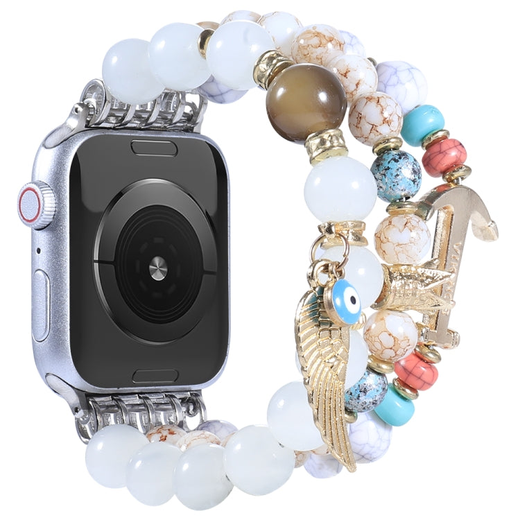 Beaded Crown Anchor Watchband For Apple Watch Series, 7 41mm / 6&SE&5&4 40mm / 3&2&1 38mm, 7 45mm / 6&SE&5&4 44mm / 3&2&1 42mm