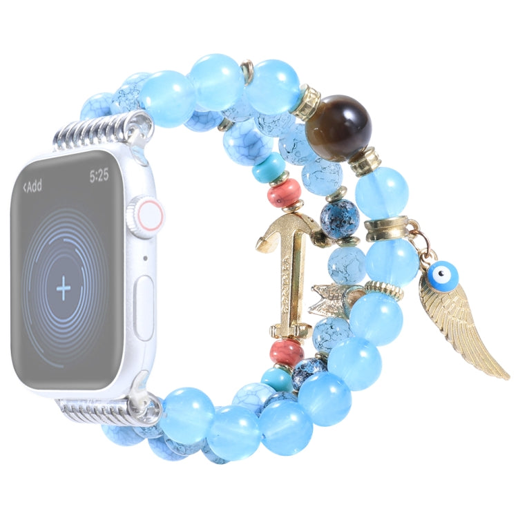 Beaded Crown Anchor Watchband For Apple Watch Series, 7 41mm / 6&SE&5&4 40mm / 3&2&1 38mm, 7 45mm / 6&SE&5&4 44mm / 3&2&1 42mm