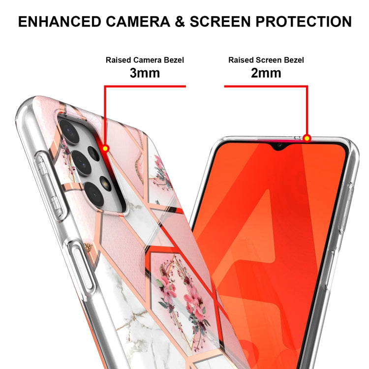 Electroplating Splicing Marble Flower Pattern TPU Shockproof Phone Case