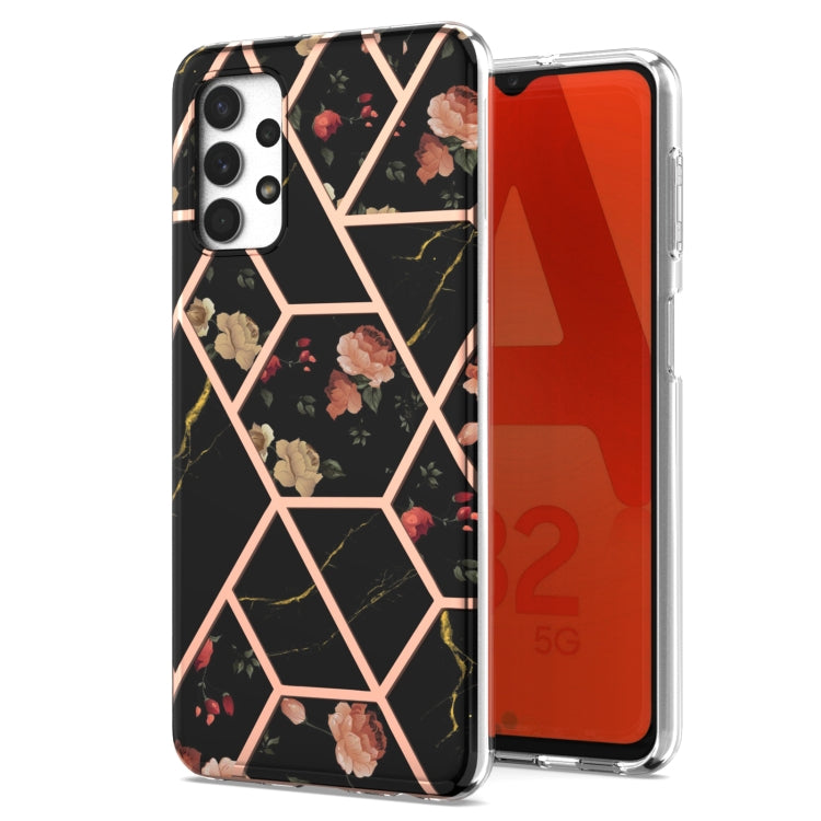 Electroplating Splicing Marble Flower Pattern TPU Shockproof Phone Case