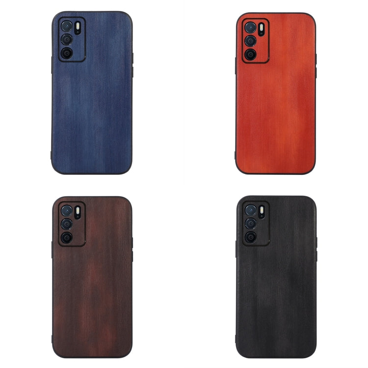 Yellow Cow Texture PU Phone Case, For OPPO A16