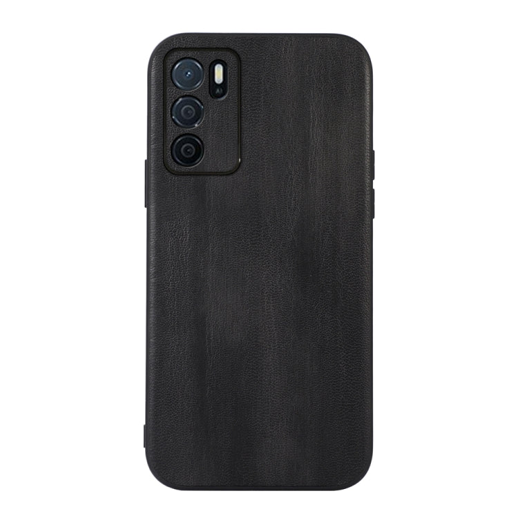Yellow Cow Texture PU Phone Case, For OPPO A16