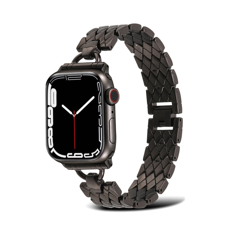 D-shaped Rhombus Metal Watch Band For Apple Watch Series, 7 41mm / 6&SE&5&4 40mm / 3&2&1 38mm, 7 45mm / 6&SE&5&4 44mm / 3&2&1 42mm