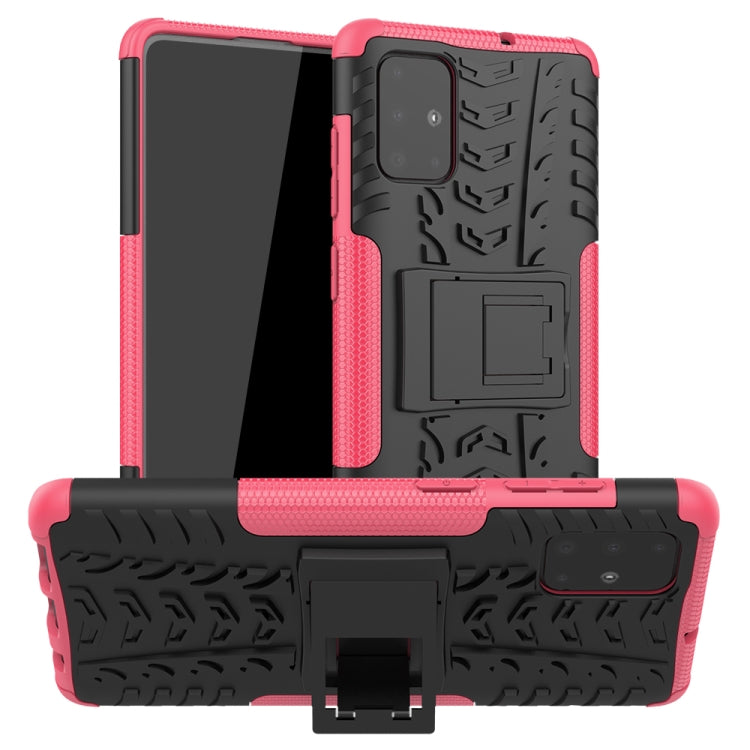 Tire Texture Shockproof TPU+PC Protective Case with Holder, For Xiaomi Redmi Note 8T, For Galaxy A51, For Galaxy A71, For Galaxy Note 10 Lite, For Galaxy S20+, For Galaxy S20 Ultra, For Galaxy A01, For OPPO Realme XT