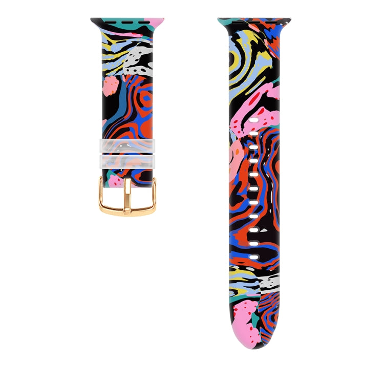 Square Buckle Color Printing Watch Band For Apple Watch Series, 7 45mm / 6&SE&5&4 44mm / 3&2&1 42mm
