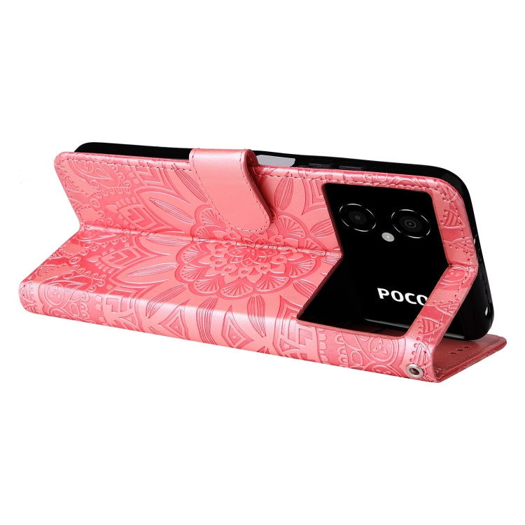 Embossed Sunflower Leather Phone Case, For Xiaomi Poco M4 5G