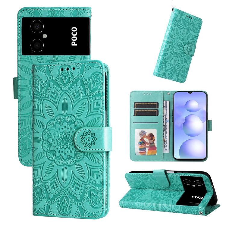 Embossed Sunflower Leather Phone Case, For Xiaomi Poco M4 5G