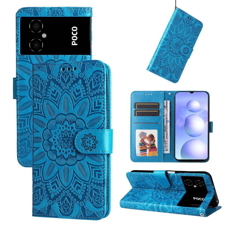 Embossed Sunflower Leather Phone Case, For Xiaomi Poco M4 5G