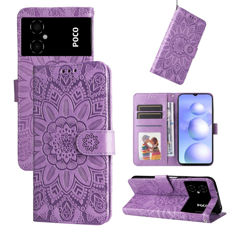 Embossed Sunflower Leather Phone Case, For Xiaomi Poco M4 5G