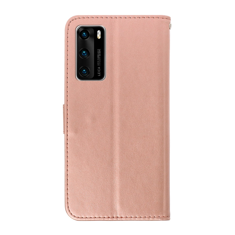 Horizontal Rhinestone Butterfly Embossed Leather Case with Card Slot & Wallet & Holder, For Huawei P40