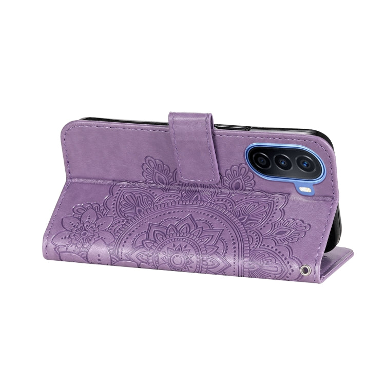 7-petal Flowers Embossing Leather Phone Case, For Huawei nova Y70 / Y70 Plus / Enjoy 50, For Huawei nova Y90 / Enjoy 50 Pro, For Honor X8 5G / X6, For OPPO A17