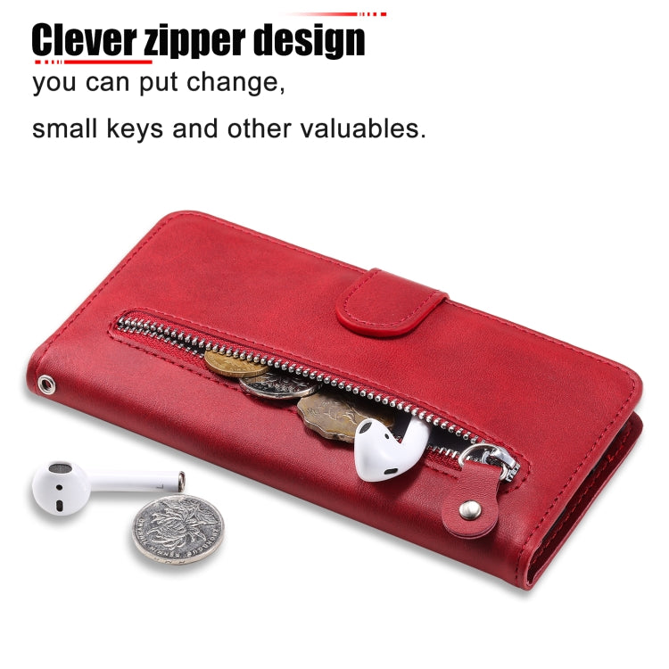 Calf Texture Zipper Leather Phone Case, For OPPO A17