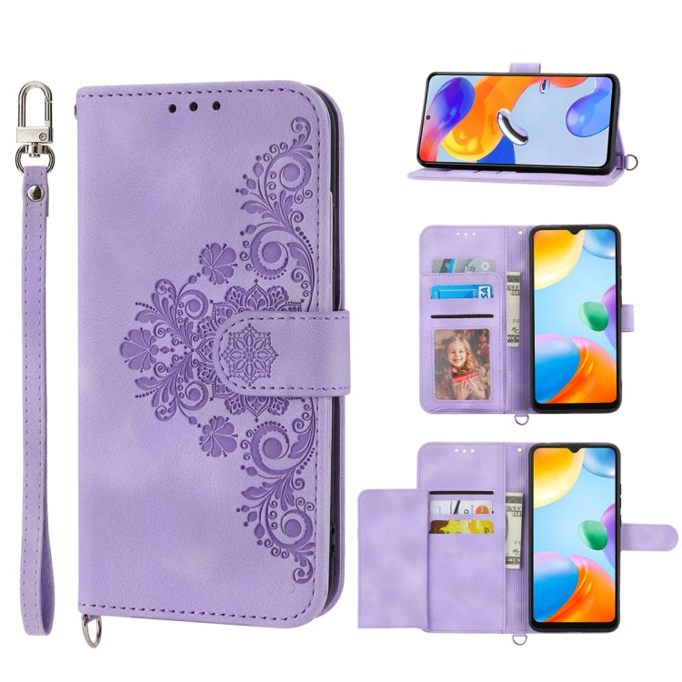 Skin-feel Flowers Embossed Wallet Leather Phone Case, For Realme 10 4G