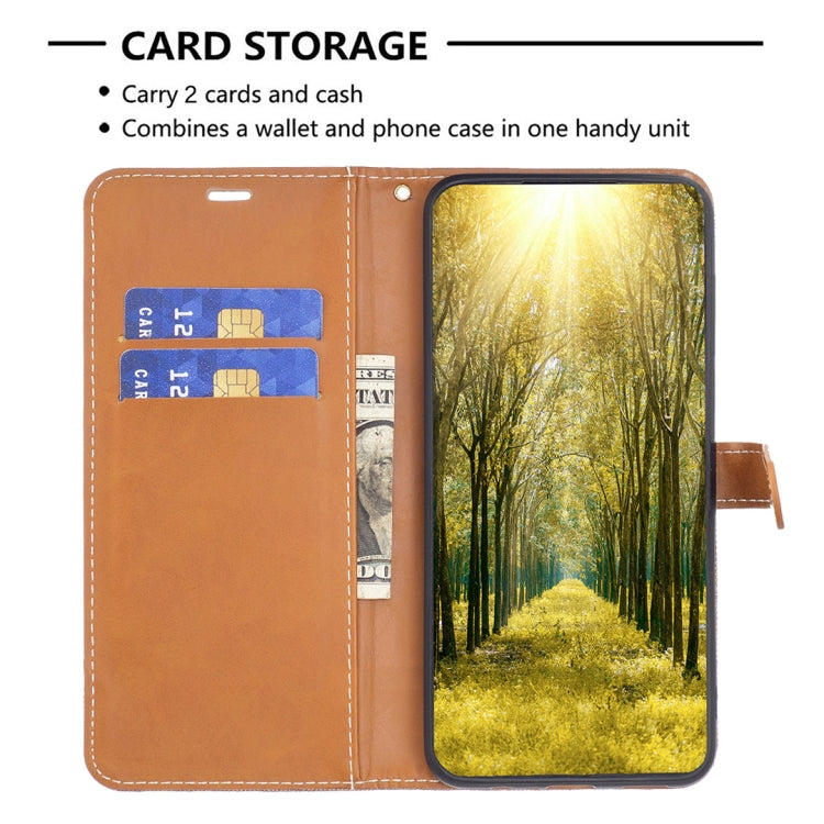 Color Block Denim Texture Leather Phone Case, For vivo Y02 4G, For Xiaomi Redmi 12C