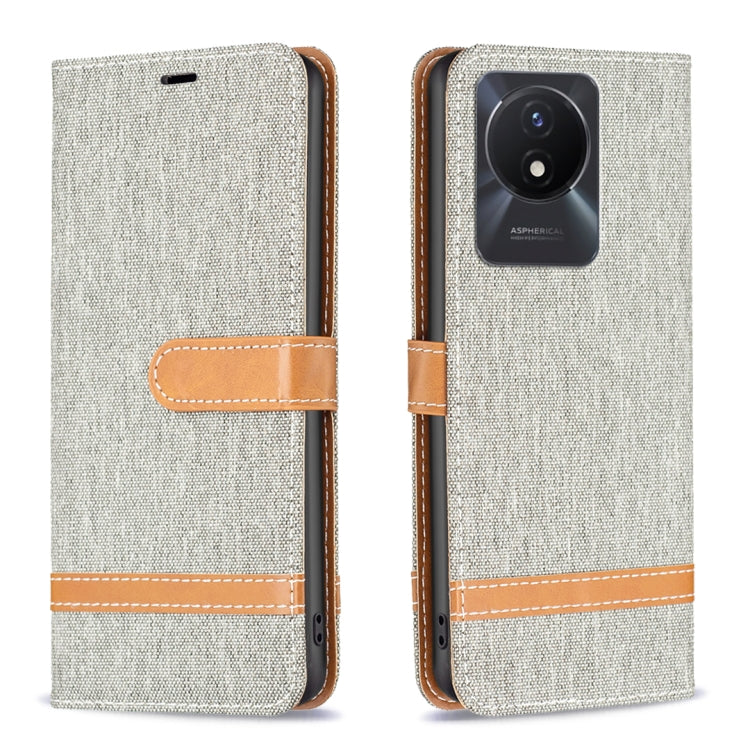 Color Block Denim Texture Leather Phone Case, For vivo Y02 4G, For Xiaomi Redmi 12C