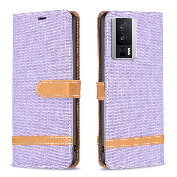 Color Block Denim Texture Leather Phone Case, For Xiaomi Redmi K60 / K60 Pro, For Xiaomi Redmi Note 12 Pro+ Global