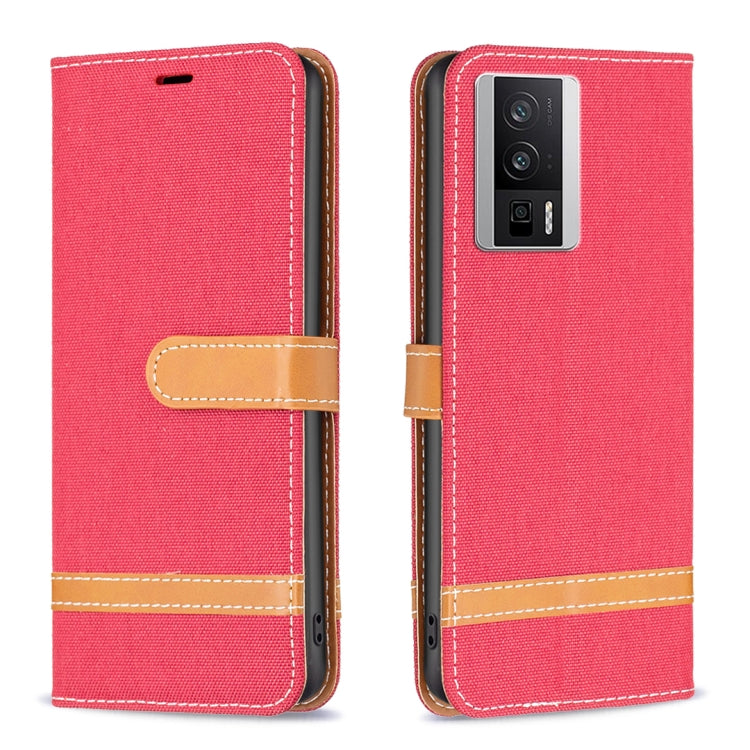 Color Block Denim Texture Leather Phone Case, For Xiaomi Redmi K60 / K60 Pro, For Xiaomi Redmi Note 12 Pro+ Global