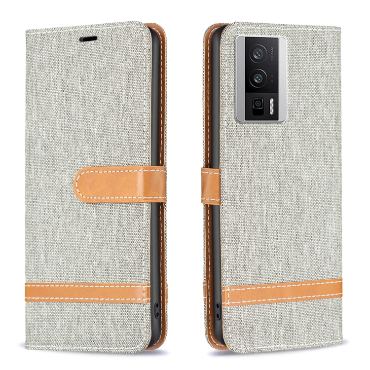 Color Block Denim Texture Leather Phone Case, For Xiaomi Redmi K60 / K60 Pro, For Xiaomi Redmi Note 12 Pro+ Global