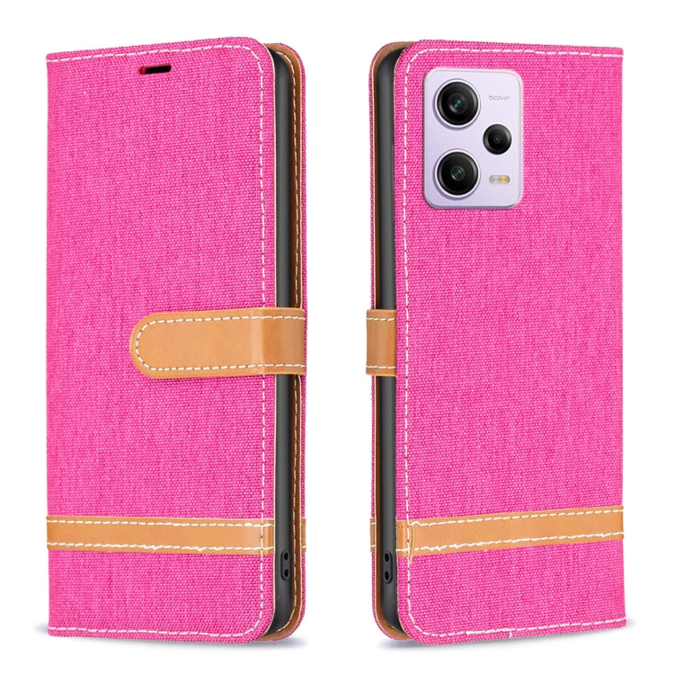 Color Block Denim Texture Leather Phone Case, For Xiaomi Redmi Note 12 Pro Global, For Xiaomi Redmi Note 12 Global