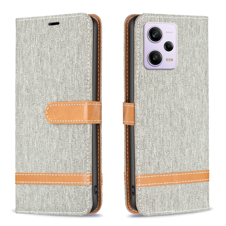 Color Block Denim Texture Leather Phone Case, For Xiaomi Redmi Note 12 Pro Global, For Xiaomi Redmi Note 12 Global