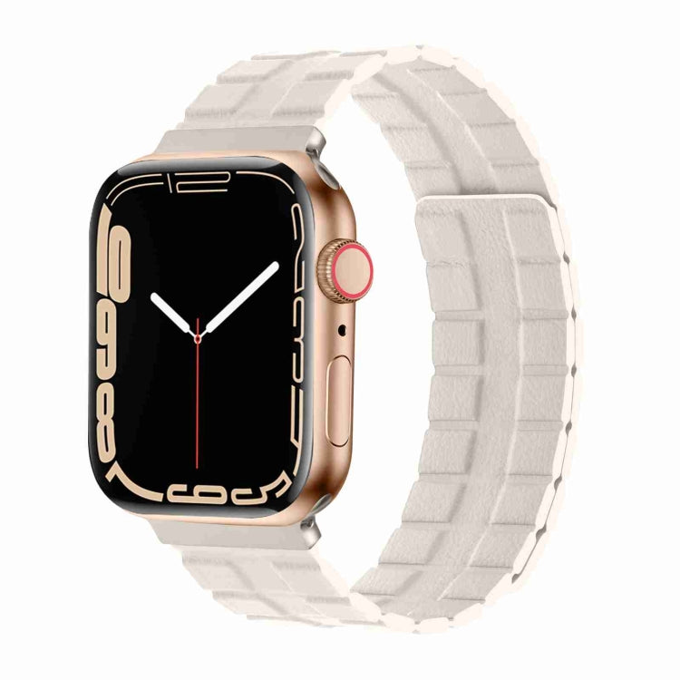 Square Two-section Leather Magnetic Watch Band, For Apple Watch Ultra 49mm / Series 8&7 45mm / SE 2&6&SE&5&4 44mm / 3&2&1 42mm, For Apple Watch Series 8&7 41mm / SE 2&6&SE&5&4 40mm / 3&2&1 38mm
