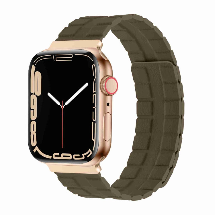 Square Two-section Leather Magnetic Watch Band, For Apple Watch Ultra 49mm / Series 8&7 45mm / SE 2&6&SE&5&4 44mm / 3&2&1 42mm, For Apple Watch Series 8&7 41mm / SE 2&6&SE&5&4 40mm / 3&2&1 38mm
