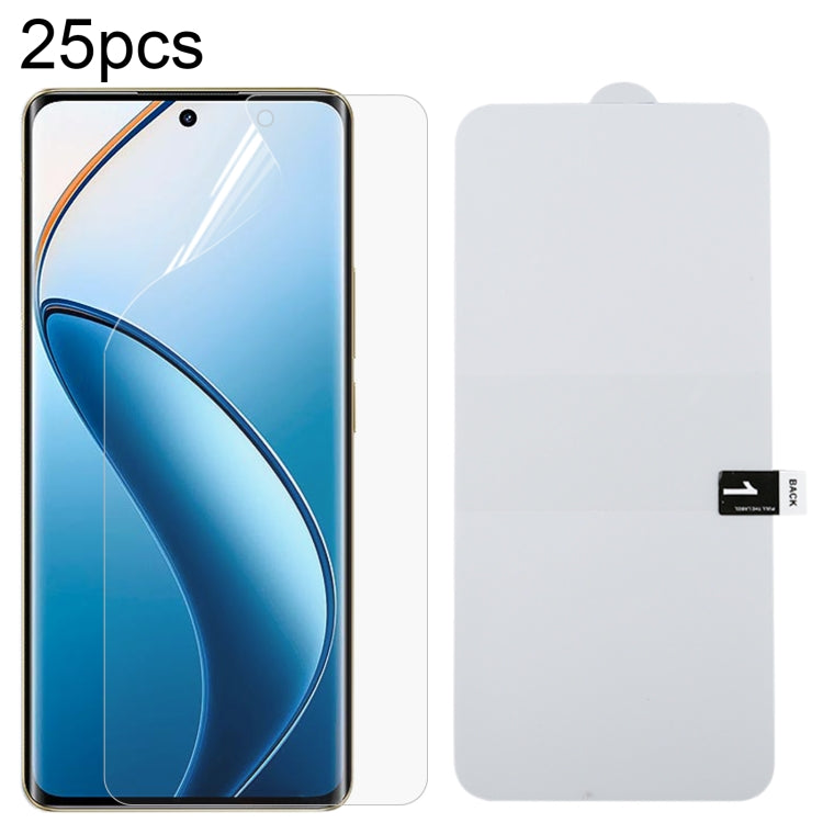 25pcs Full Screen Protector Explosion-proof Hydrogel Film, For Realme 12 / C75, For Realme 13 Pro+ / 12 Pro / 12 Pro +, For Realme GT5 Pro, For Realme 11 4G, For Realme GT5/GT5 240W, For Realme Narzo 60 Pro, For Realme Narzo 60