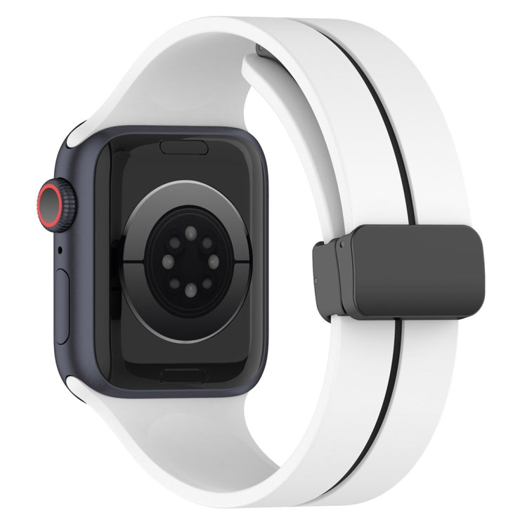Two Color Folding Buckle Silicone Watch Band, For Apple Watch Ultra 49mm, For Apple Watch SE 2023 44mm