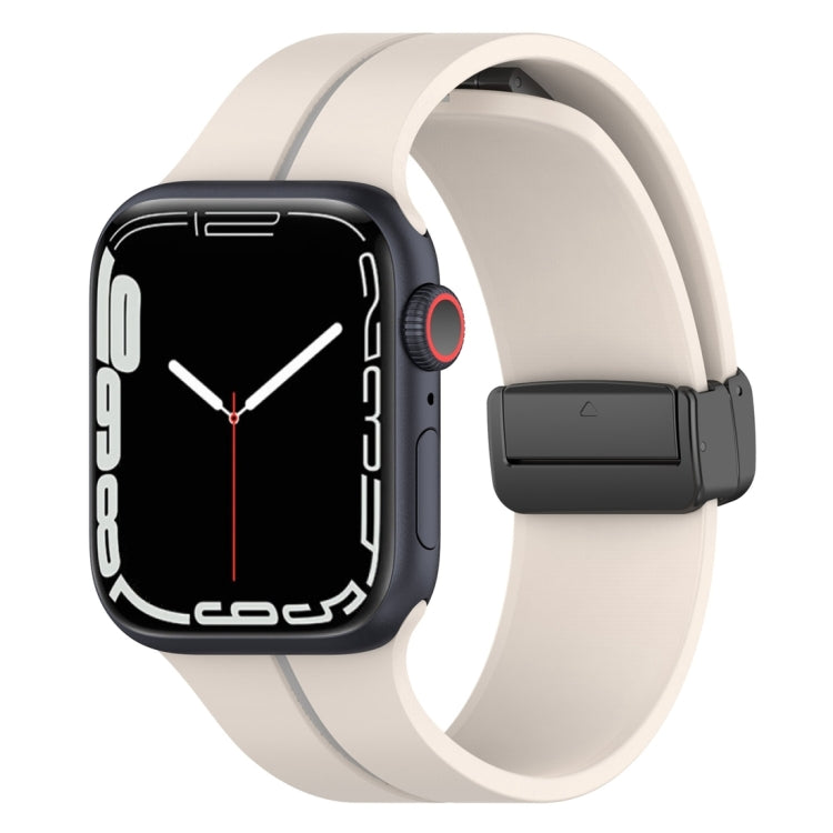 Two Color Folding Buckle Silicone Watch Band, For Apple Watch Ultra 49mm, For Apple Watch SE 2023 44mm