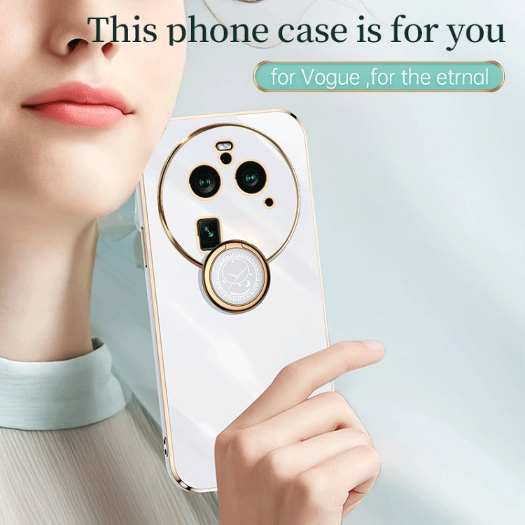XINLI Straight Edge 6D Electroplate TPU Phone Case with Ring Holder, For OPPO Find X6 Pro, For OPPO Reno8 T 4G