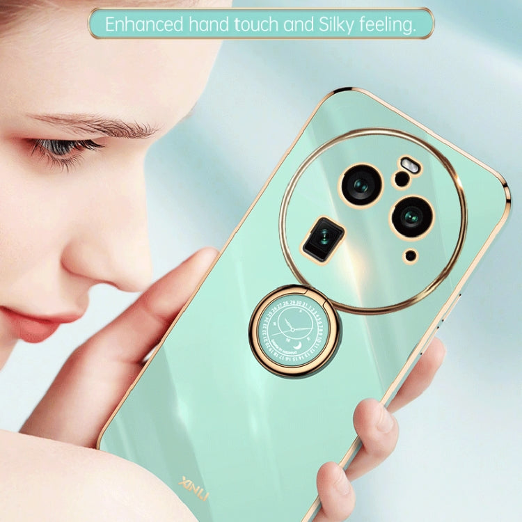 XINLI Straight Edge 6D Electroplate TPU Phone Case with Ring Holder, For OPPO Find X6 Pro, For OPPO Reno8 T 4G