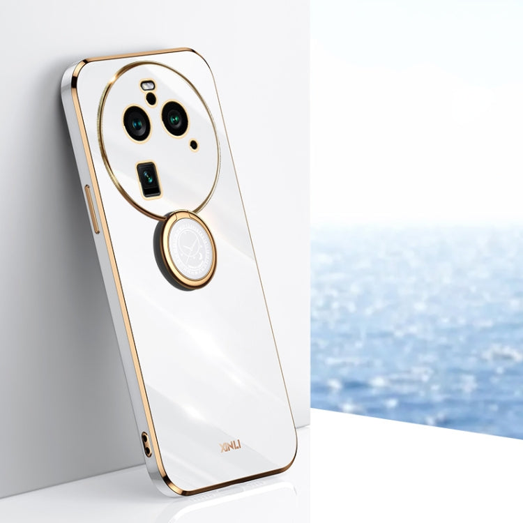 XINLI Straight Edge 6D Electroplate TPU Phone Case with Ring Holder, For OPPO Find X6 Pro, For OPPO Reno8 T 4G
