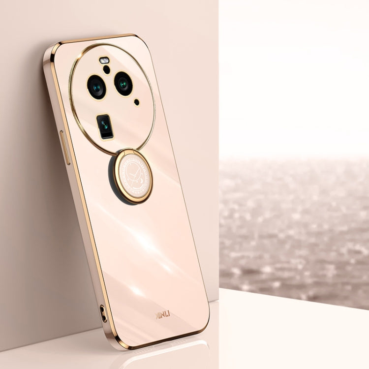 XINLI Straight Edge 6D Electroplate TPU Phone Case with Ring Holder, For OPPO Find X6 Pro, For OPPO Reno8 T 4G