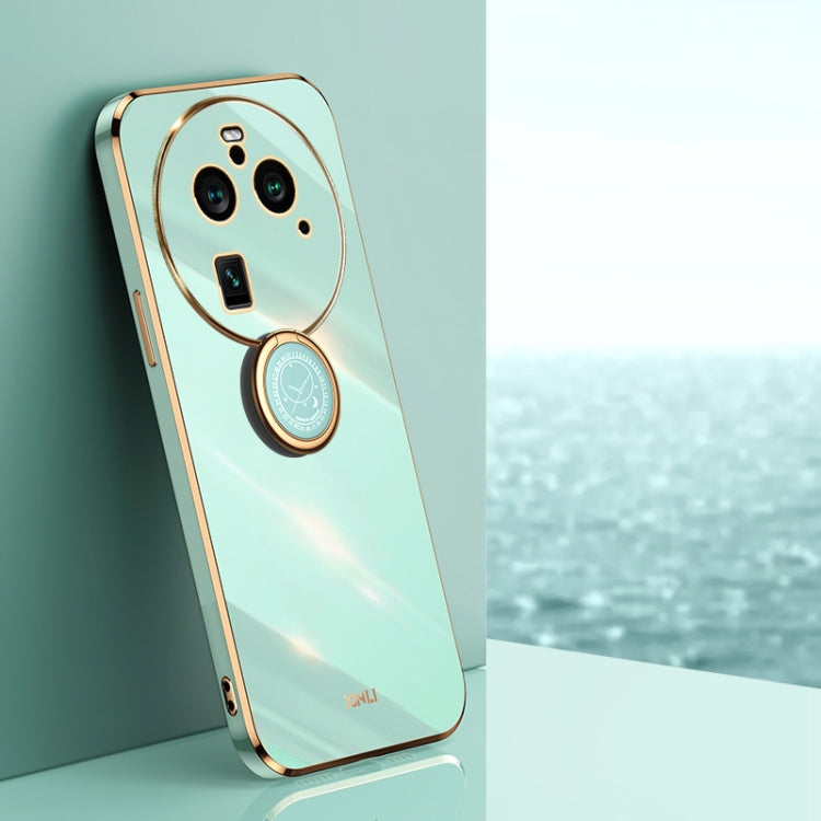 XINLI Straight Edge 6D Electroplate TPU Phone Case with Ring Holder, For OPPO Find X6 Pro, For OPPO Reno8 T 4G