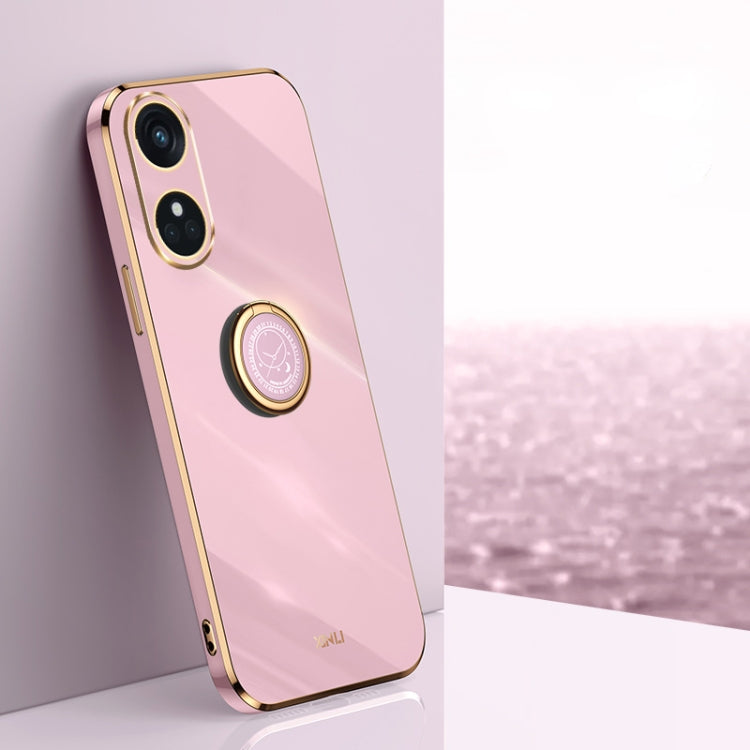 XINLI Straight Edge 6D Electroplate TPU Phone Case with Ring Holder, For OPPO Find X6 Pro, For OPPO Reno8 T 4G