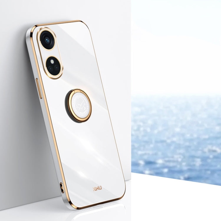 XINLI Straight Edge 6D Electroplate TPU Phone Case with Ring Holder, For OPPO Find X6 Pro, For OPPO Reno8 T 4G