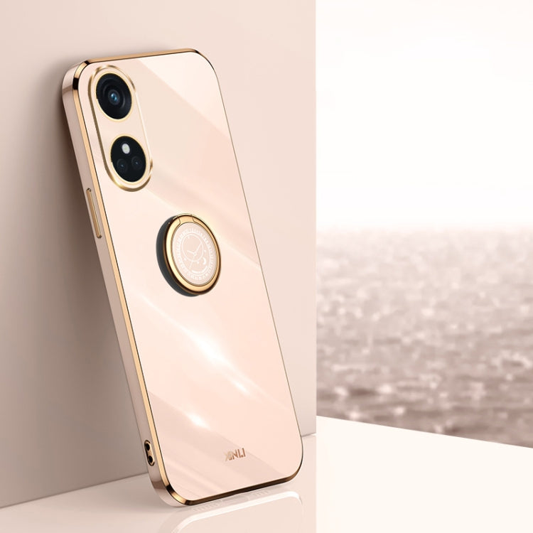 XINLI Straight Edge 6D Electroplate TPU Phone Case with Ring Holder, For OPPO Find X6 Pro, For OPPO Reno8 T 4G