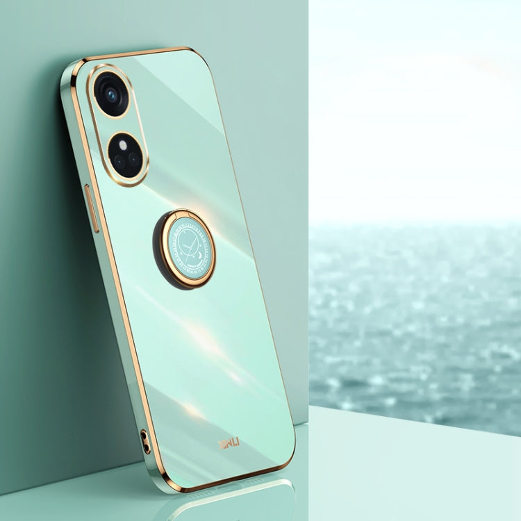 XINLI Straight Edge 6D Electroplate TPU Phone Case with Ring Holder, For OPPO Find X6 Pro, For OPPO Reno8 T 4G