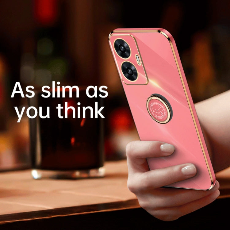 XINLI Straight Edge 6D Electroplate TPU Phone Case with Ring Holder, For Realme C55