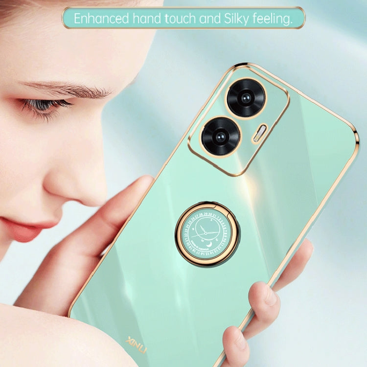 XINLI Straight Edge 6D Electroplate TPU Phone Case with Ring Holder, For Realme C55