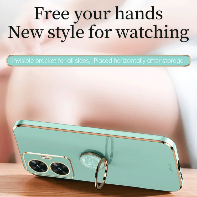 XINLI Straight Edge 6D Electroplate TPU Phone Case with Ring Holder, For Realme C55