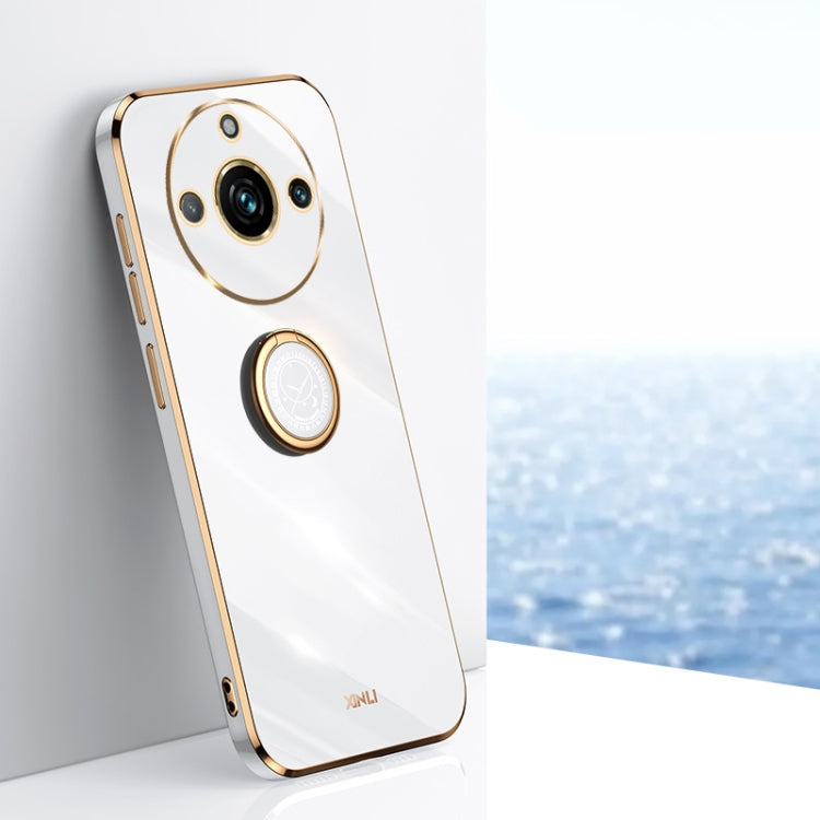 XINLI Straight Edge 6D Electroplate TPU Phone Case with Ring Holder, For Realme C53 2023, For Realme 11 Pro+ 5G, For Realme GT Neo5 SE