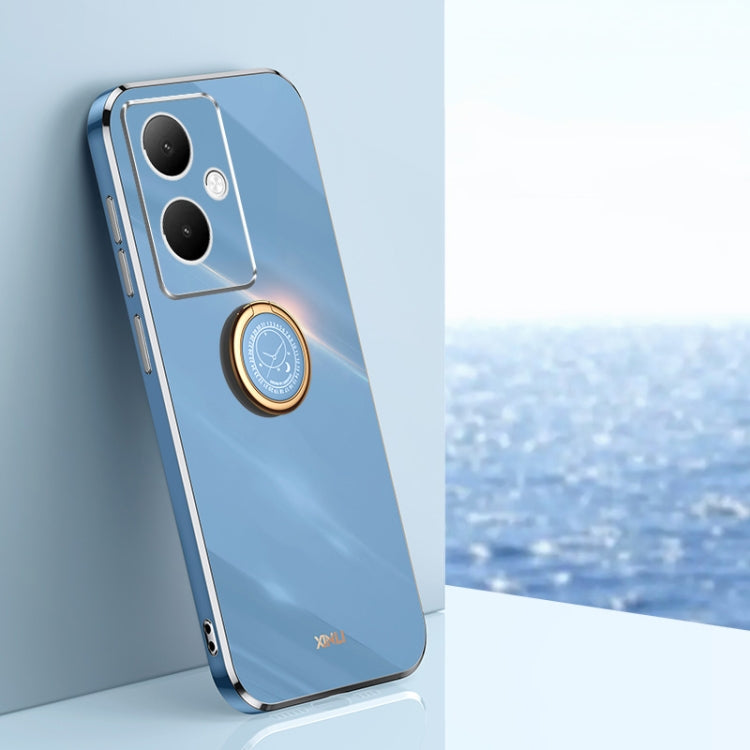 XINLI Straight Edge 6D Electroplate TPU Phone Case with Ring Holder, For vivo S17, For vivo S17e, For vivo Y78+